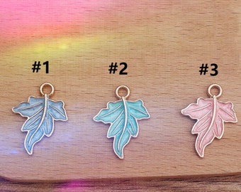 4pc zinc alloy 25x20mm leaf shape  with enamel pendant-pls pick your color