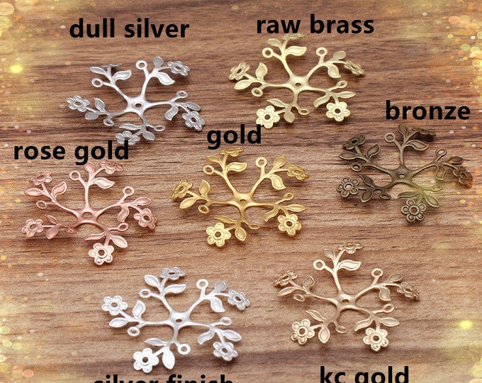 4pc 38mm brass made bendable  flower bead cap-pls pick a color