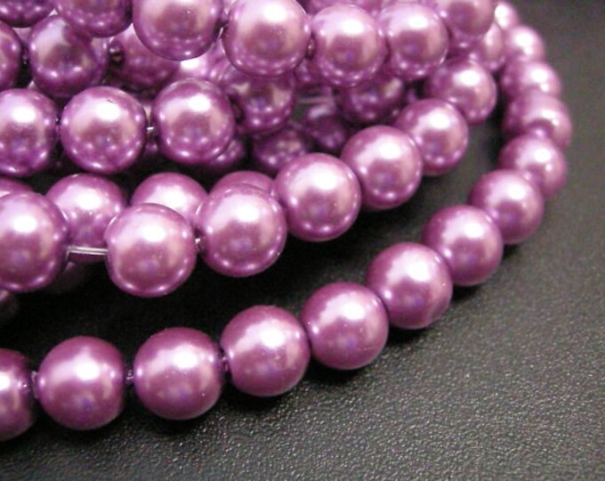 50pc 8mm glass pearl round beads-6666