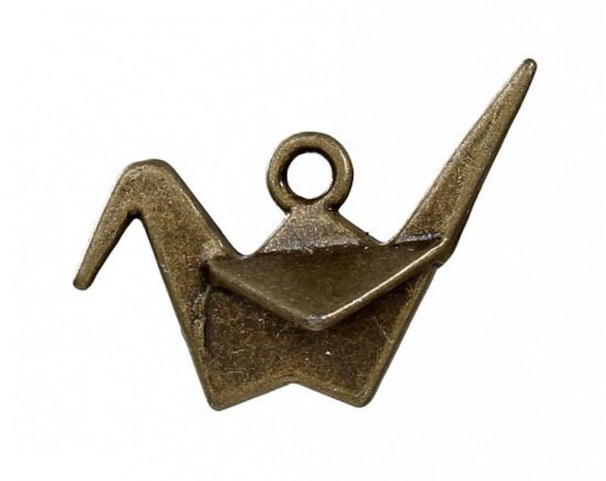 10pc 28x20mm antique bronze finish metal Thousand Origami Cranes pendants-LL1002
