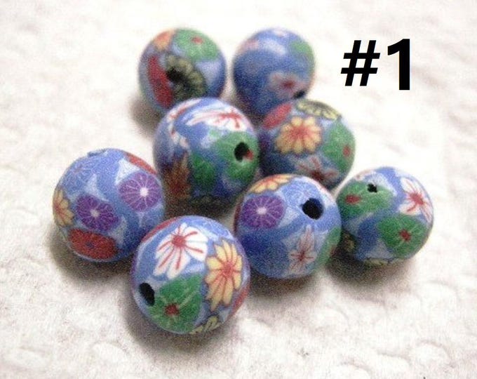 12pc handmade 8.5mm Polymer Clay round beads-pls pick a color