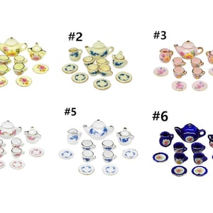 Miniature Decorative Porcelain Doll House Tea Set -pls pick a color