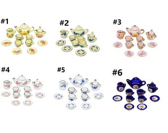 Miniature Decorative Porcelain Doll House Tea Set -pls pick a color