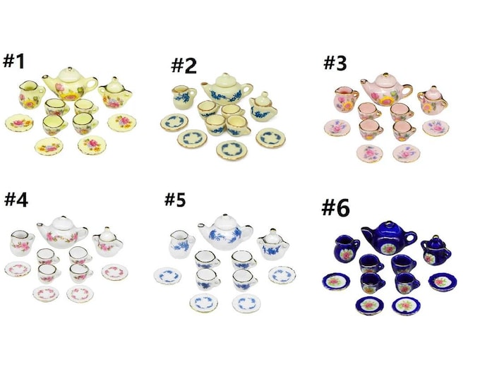 Miniature Decorative Porcelain Doll House Tea Set -pls pick a color
