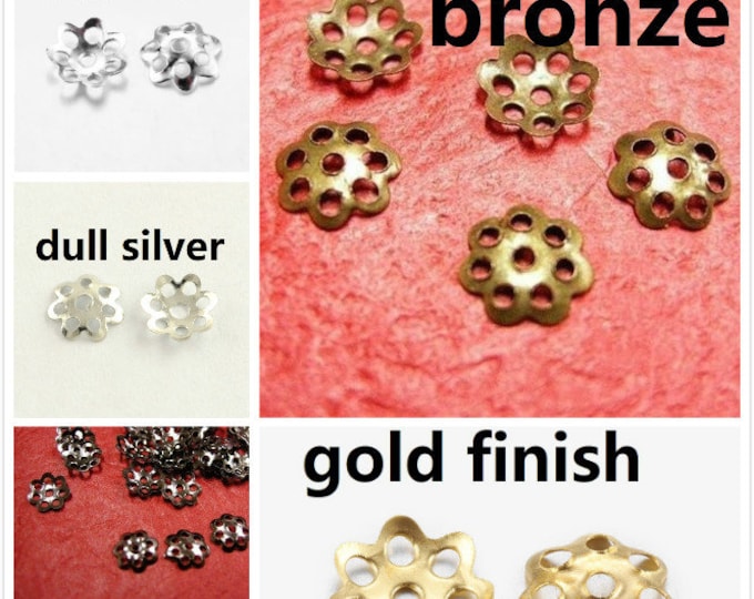 100pc 6mm metal filigree bead cap-pls pick a color