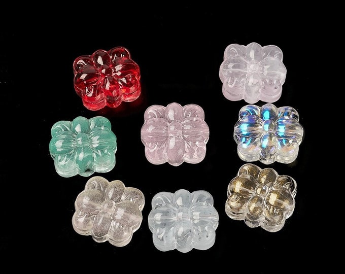 10pcs Spray-Painted Transparent Cruciferous Glass Beads - Pairs in a Mix of Colors for Unique Designs