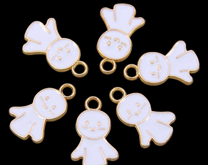 5pc 20x13mm white enamel metal  doll charms-LL2079