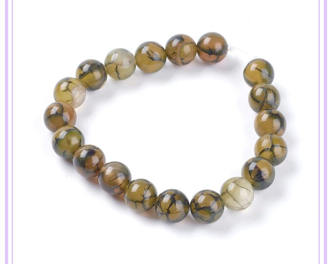 7.5 inch Dragon Veins Agate Round Beads 10mm(19 beads)-FZ218