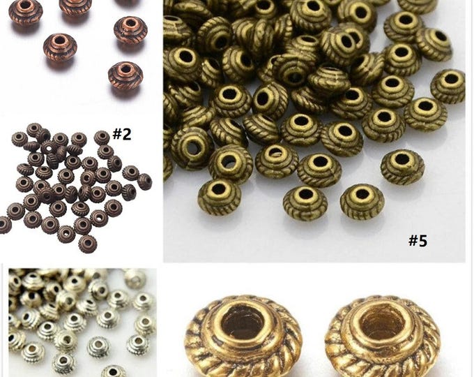 50pc 5mm antique metal flat round spacer/bead-pls pick a color