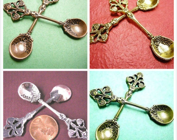 2pc 60mm antique finish metal large spoon pendant-pls pick a color