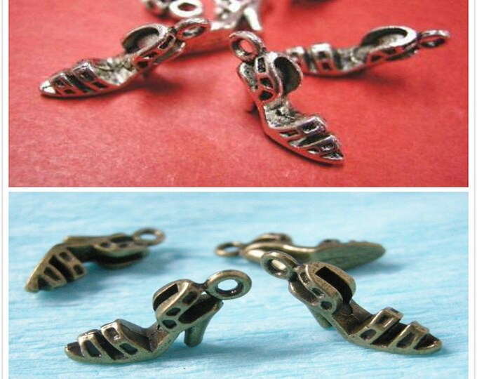 6pc antique finish metal high heel shoes pendant-pls pick a color