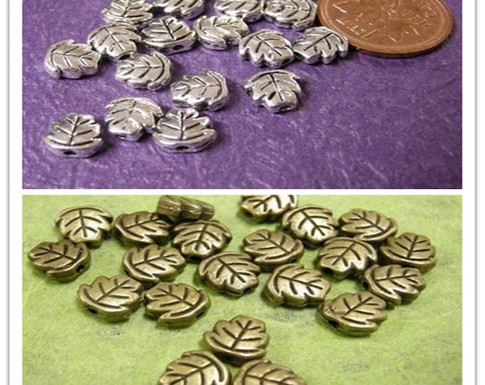 12pc 7mm antique finish metal leaf shape beads-pls pick a color