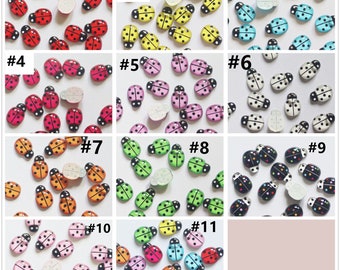 Set of 20 Resin Ladybug Flat Back Cabochons - Choose Your Favorite Color for Crafting Fun!