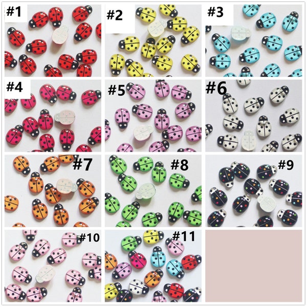 Set of 20 Resin Ladybug Flat Back Cabochons - Choose Your Favorite Color for Crafting Fun!