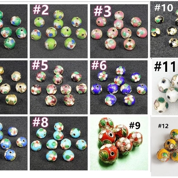 12pc 7.5-8mm round Cloisonne beads-pls pick a color