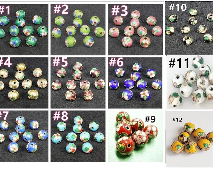 12pc 7.5-8mm round Cloisonne beads-pls pick a color