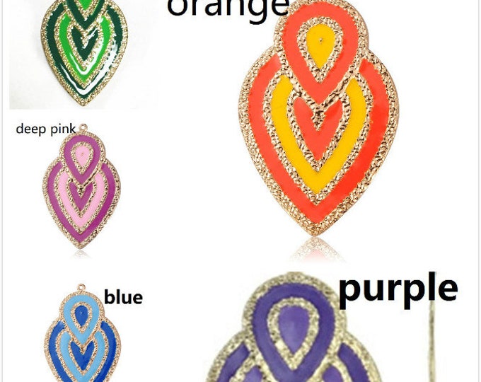 2pc 70x42mm gold plated iron with enamel pendant-pls pick a color
