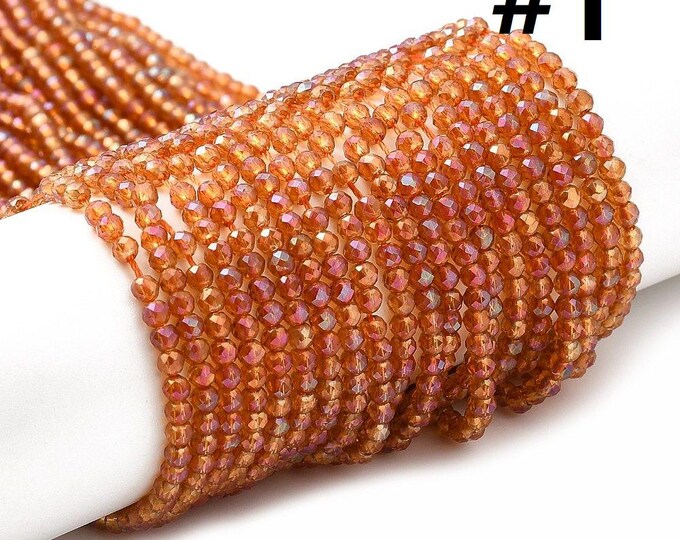 1 Strand Electroplate Transparent Glass Beads Strands, Rainbow Plated, Faceted Round 3mm