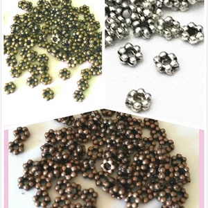 100pcs 3mm Antique Finish Cute Daisy Metal Bead Spacer-pls choose own color image 1