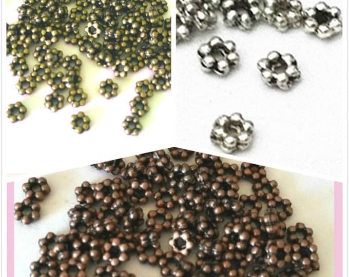 100pcs 3mm Antique Finish Cute Daisy Metal Bead Spacer-pls choose own color