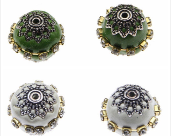 4pc 17x15mm Rhinestone Zinc Alloy Indonesia Beads -Pls pick a color