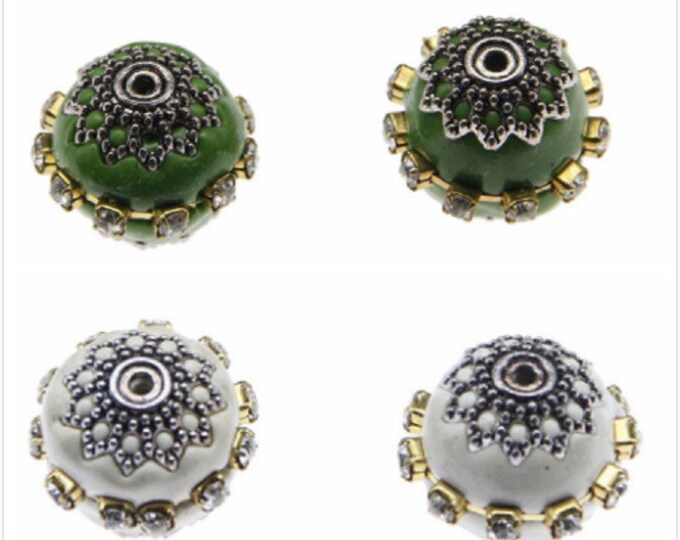 4pc 17x15mm Rhinestone Zinc Alloy Indonesia Beads -Pls pick a color