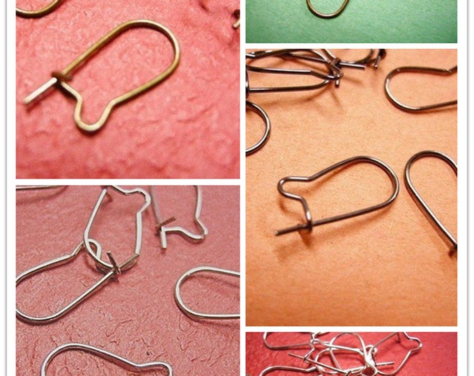 50pc nickel lead free small kidney style earring hooks-pls pick a color