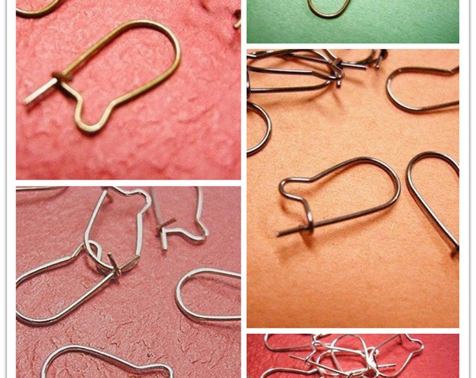 50pc Nickel & Lead Free Small Kidney Earring Hooks - Choose Your Color - Hypoallergenic Jewelry Findings