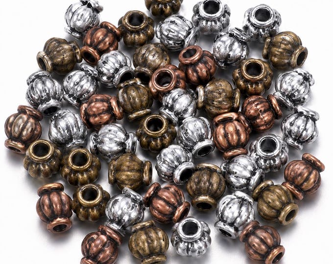 50pc 4mm antique finish lantern style metal bead-pls pick a color