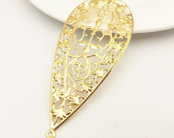 10pc 87x37mm teardrop shape filigree pendant-pls pick a color