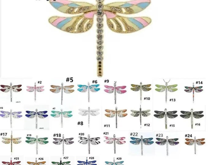 1pc  65x56x5mm zinc alloy enamel with rhinestone dragonfly pendant-pls choose your own color