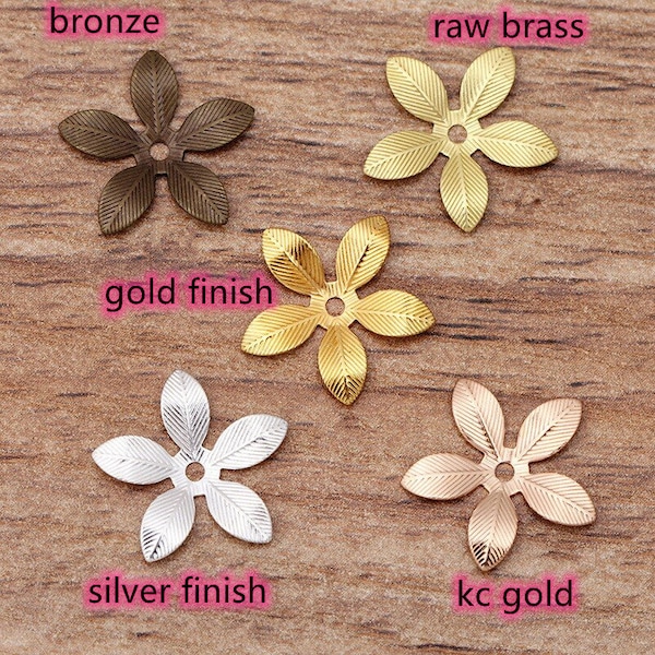 30 pieces 15mm  brass made filigree flower shape bead caps-pls pick a color