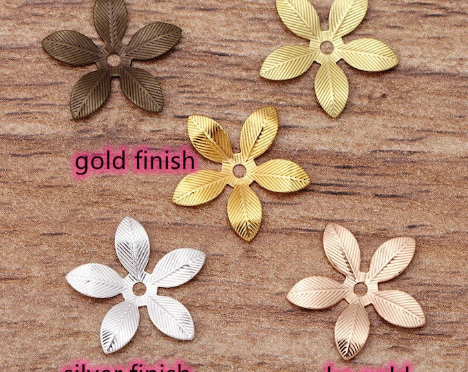 30 pieces 15mm  brass made filigree flower shape bead caps-pls pick a color