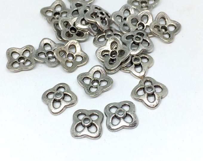 24pc 9mm antique silver finish metal bead cap-8321
