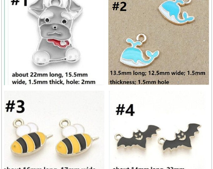5pc Animal theme  metal with enamel  pendants-Please pick a design