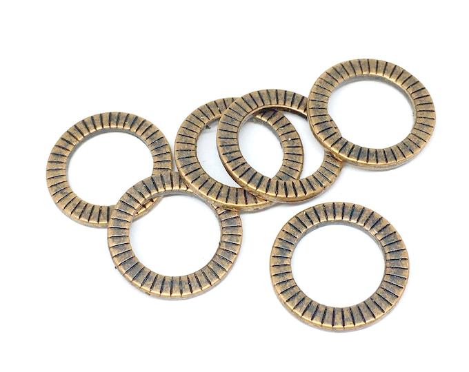 6pc antique copper finish 17mm stamped metal ring-5228