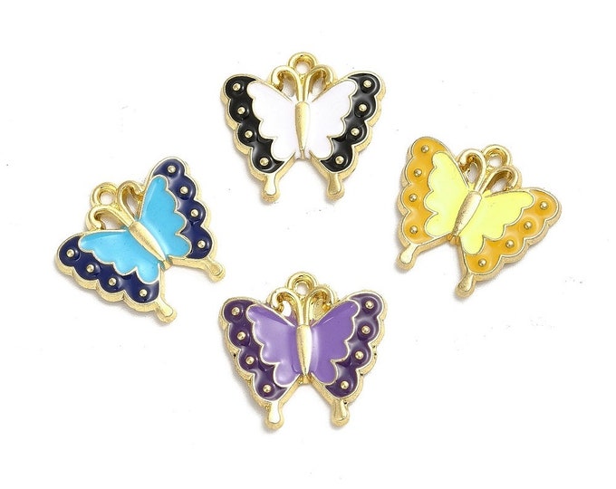 8pcs 18x17mm  Mix Color Butterfly metal with enamel-R919
