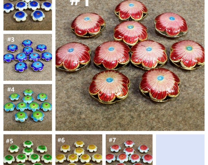 2pc 19mm flower shape handmade  Cloisonne Beads-pls pick your color