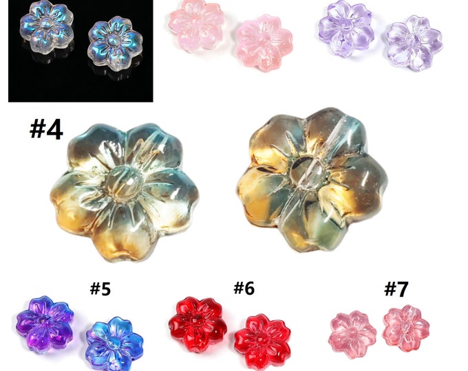Vibrant Set of 10pc 14mm Glass Flower Beads - Choose Your Favorite Color for Blossoming Creativity!