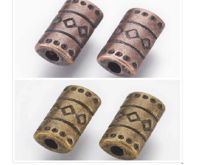 50pc 9x5mm antique finish metal tube beads-pls pick a color