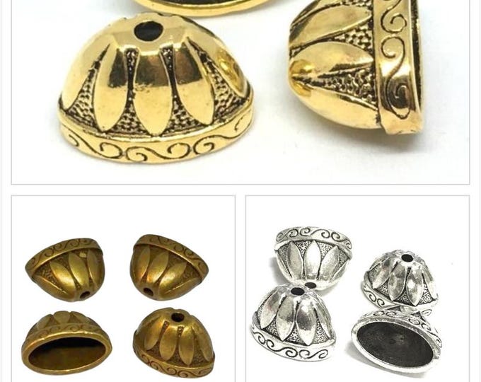 4pc 20x13mm antique  finish metal flat bead caps-pls pick a color