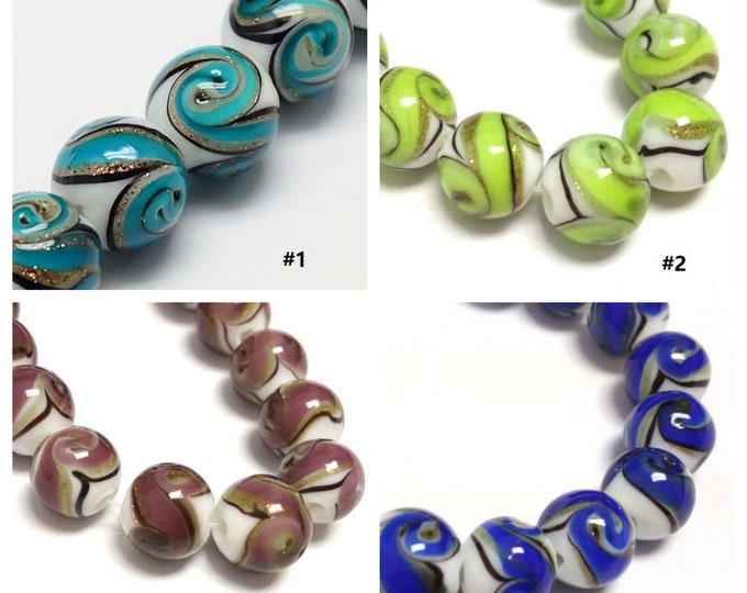 8pc 12mm handmade round lampwork glass beads-pls choose your own color