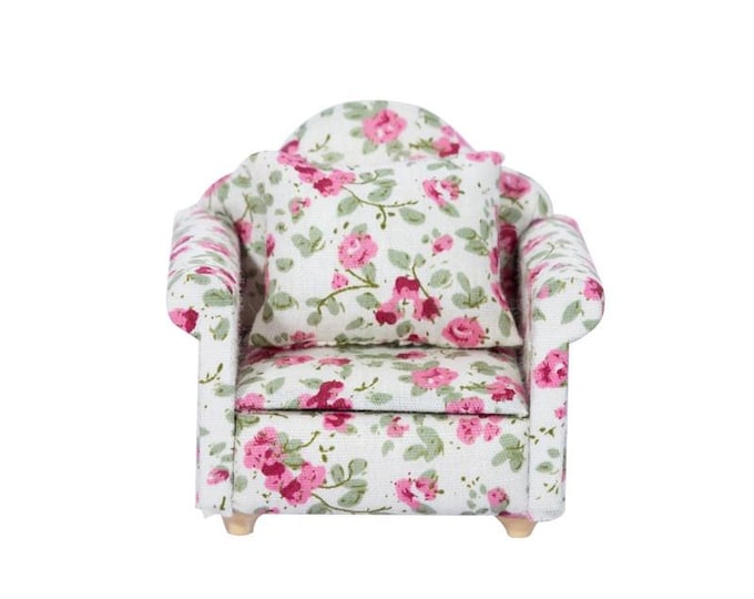 1pc Mini Flower Pattern Sofa , for Dollhouse Accessory, Pretending Prop Decorations