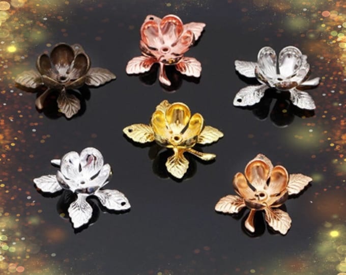 8pc 24x17mm brass made flower settings-pls pick a color