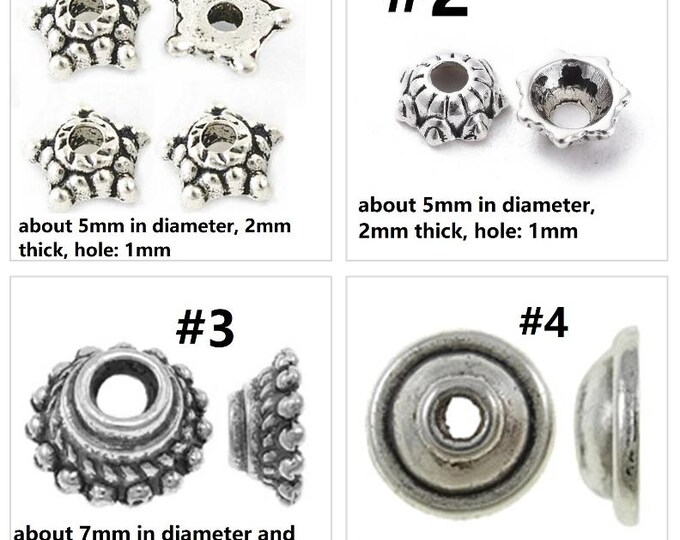 50PC antique silver finish metal bead caps-pls pick a style