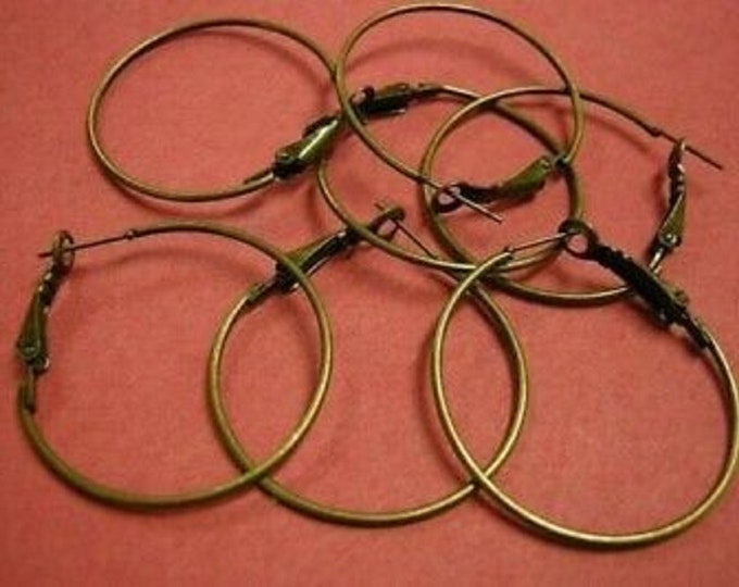 12pc 35mm antique bronze nickel free earring wire component-1709