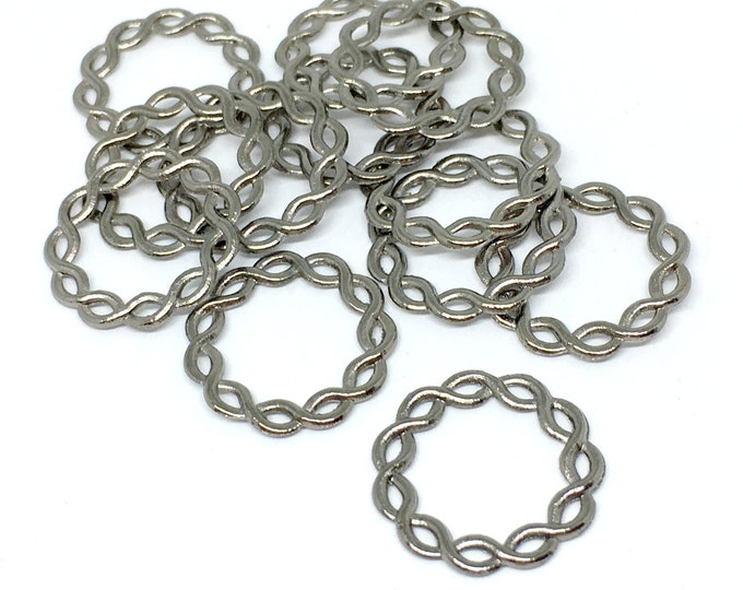 12pc 18mm light gunmetal finish metal rings/connectors-987