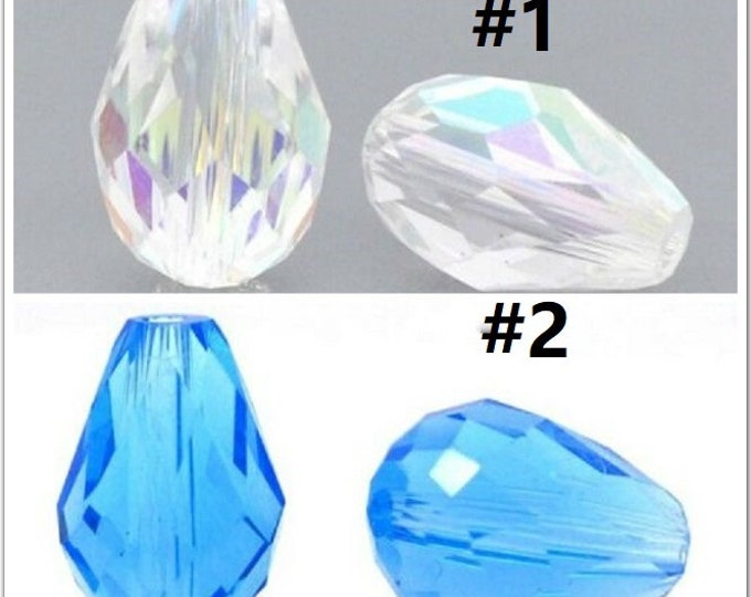 10pc 11x8mm  faceted teardrop glass beads-pls pick a color