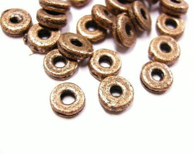 30pc 6.5x2mm antique copper finish metal flat bead-4487