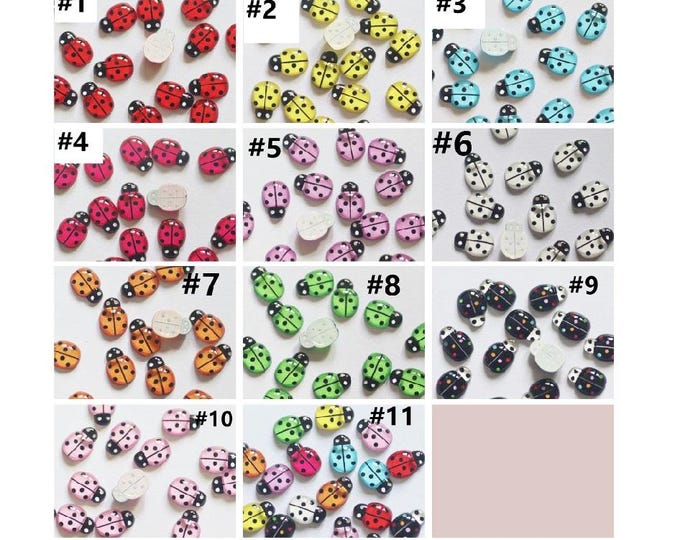 Set of 20 Resin Ladybug Flat Back Cabochons - Choose Your Favorite Color for Crafting Fun!